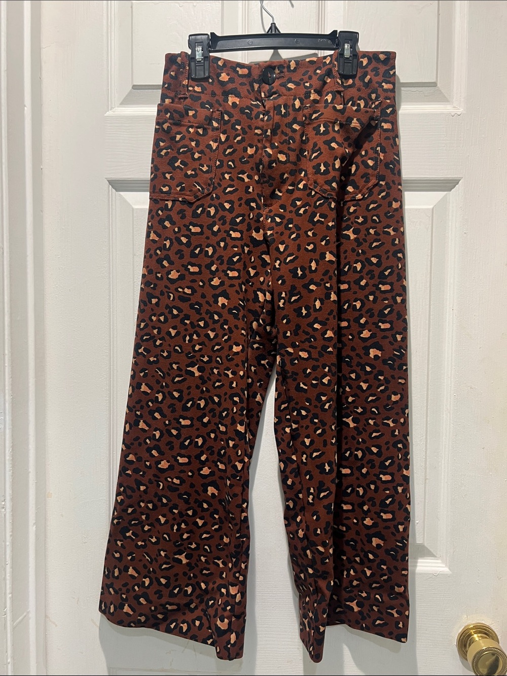Maeve Leopard-Print Pants in Brown, Black & Tan